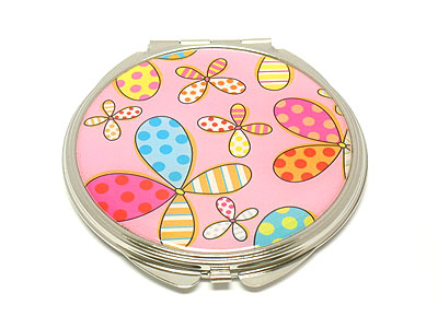 Funny colorful pattern compact mirror - one regular one convex mirror