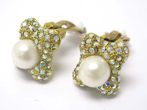 Pearl and crystal deco clip on earring