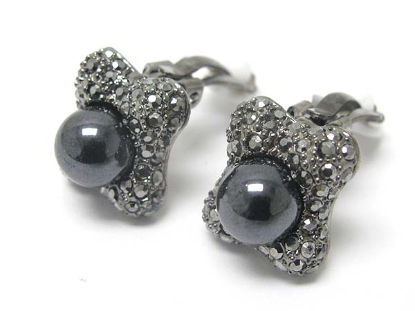 Pearl and crystal deco clip on earring