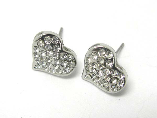 Crystal stud heart earring