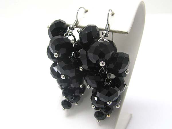 Crystal cut facet glass stone cluster drop earring