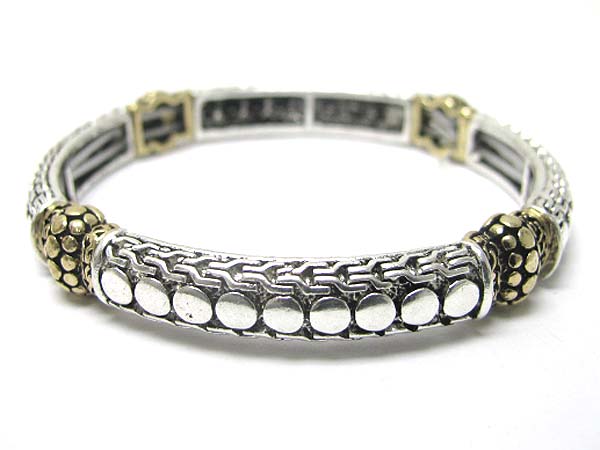 Two texture metal stretch bracelet