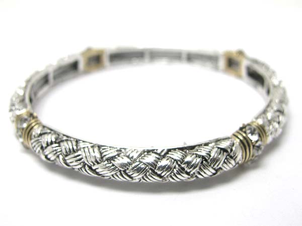 Two texture metal stretch bracelet