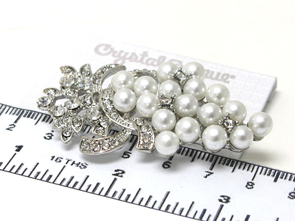 Crystal and pearl grape casting pin or brooch