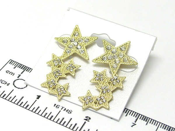 Crystal metal multi stars stud earring