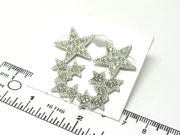 Crystal metal multi stars stud earring