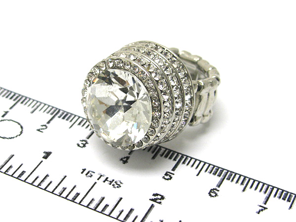 Round crystal and three layer multi crystal stretch ring