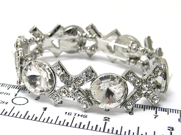 Multi size crystal x and o metal stretch bracelet