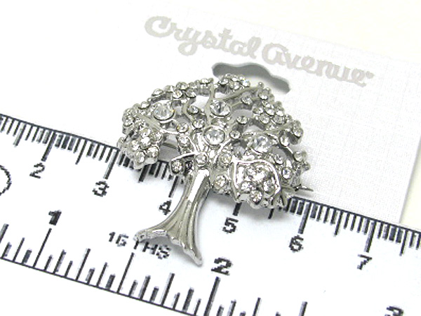 Crystal metal tree pin or brooch