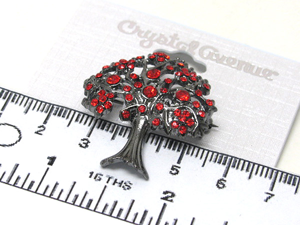 Crystal metal tree pin or brooch