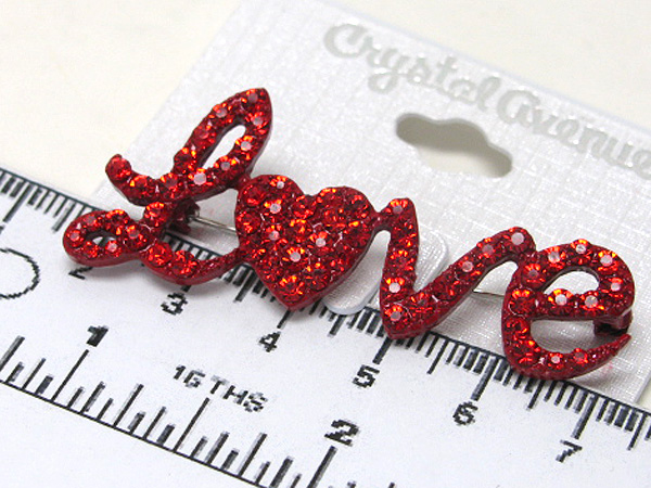 Crystal love pin or brooch