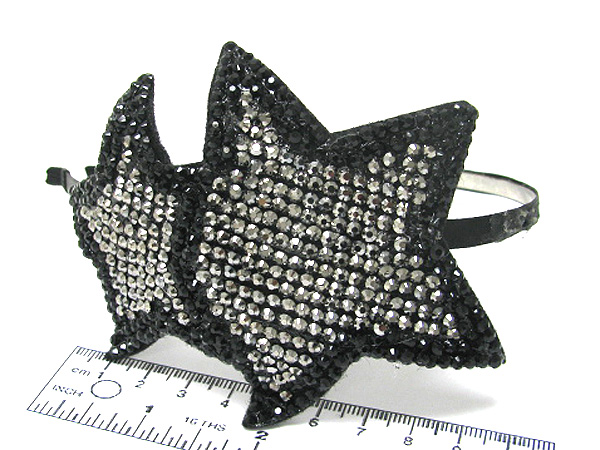 Multi crystal stud fashion large double star fabric headband