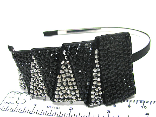 Multi crystal stud fashion large heart fabric headband