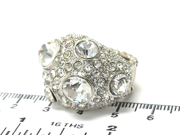 Multi size crystal puffy oval metal stretch ring