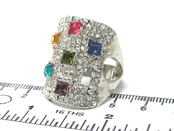 Multi size crystal rectangle metal fashion stretch ring