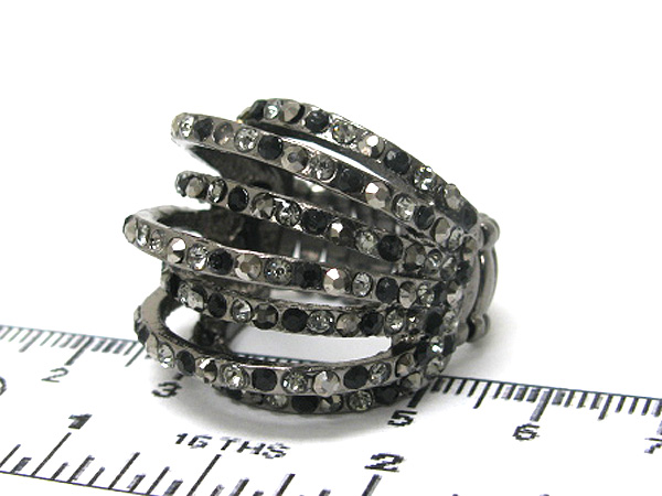 Crystal stud multi row stretch ring