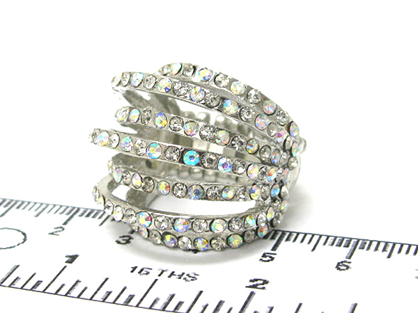 Crystal stud multi row stretch ring