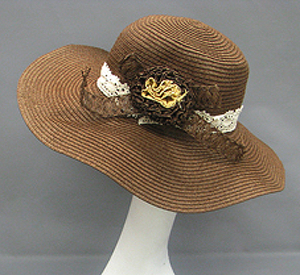 Med brim w/flower corsage