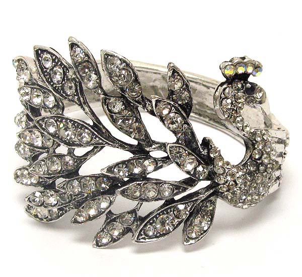 Crystal metal peacock bangle