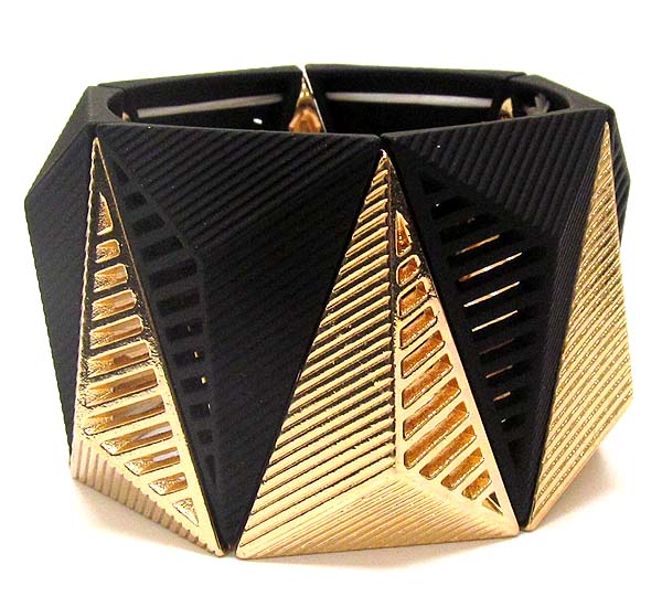 Metal texterd triangle pattern stretch bracelet