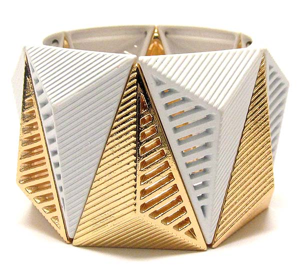 Metal texterd triangle pattern stretch bracelet