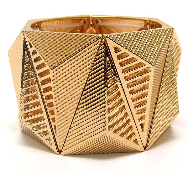 Metal texterd triangle pattern stretch bracelet