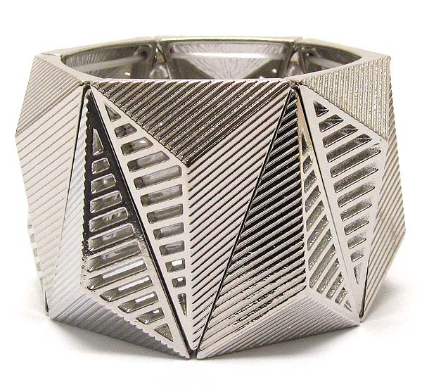 Metal texterd triangle pattern stretch bracelet