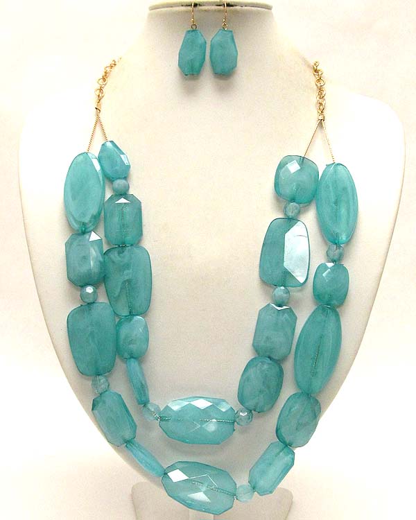 Acrly chunkstone acryl crystal glass look necklace and earring set