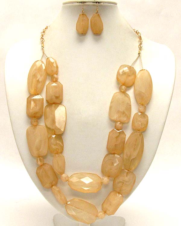 Acrly chunkstone acryl crystal glass look necklace and earring set