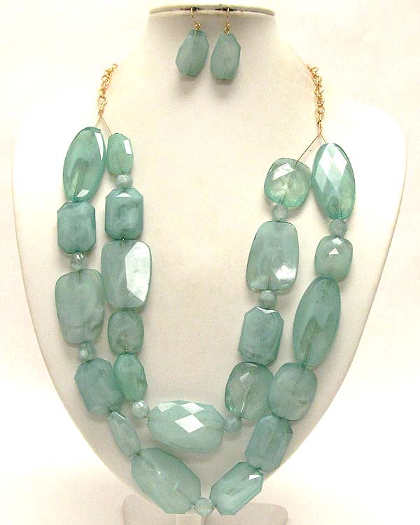 Acrly chunkstone acryl crystal glass look necklace and earring set