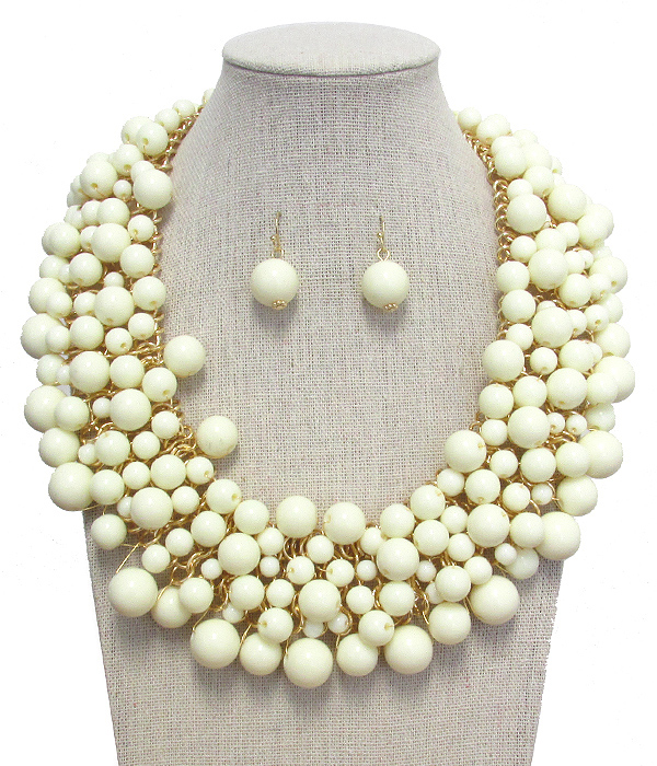 Multi ball bead mix chunky necklace set