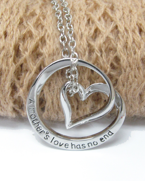 Love message heart necklace - mothers love has no end