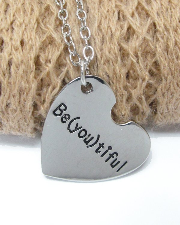 Inspiration message heart necklace - beautiful