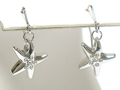 Made in korea whitegold plating crystal starfish earring