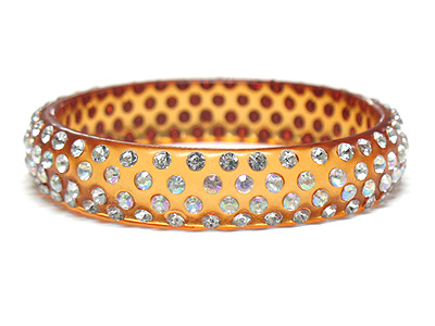 Simulated stone stud acrylic bangle bracelet - 4 row