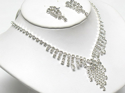 Rhinestone y drop necklace and earring set