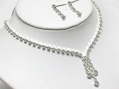 Rhinestone y drop necklace and earring set