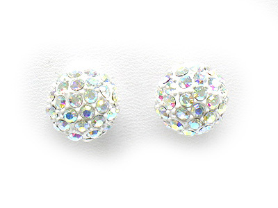 Crystal stud enameled metal ball stud earring