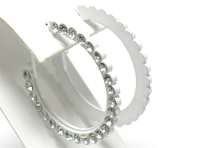 1 line crystal round hoop earring - hoops