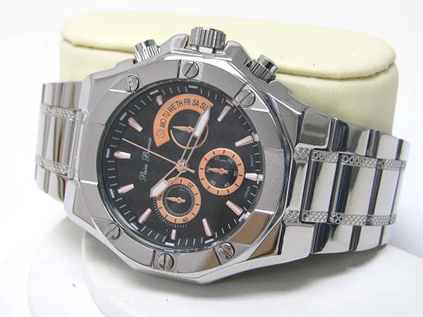 Stainless steel mens metal band watch