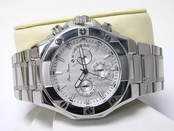 Stainless steel mens metal band watch