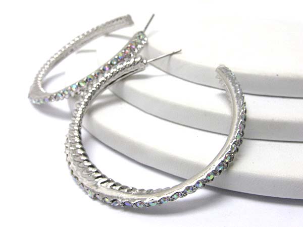 Crystal stud twiste hoop earrings - hoops