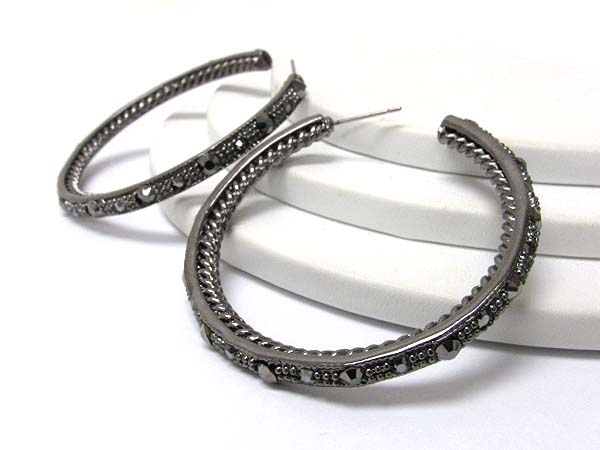 Crystal stud twiste hoop earrings - hoops