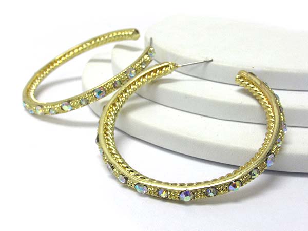 Crystal stud twiste hoop earrings - hoops