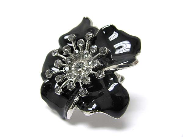 Crystal deco painted flower stretch ring