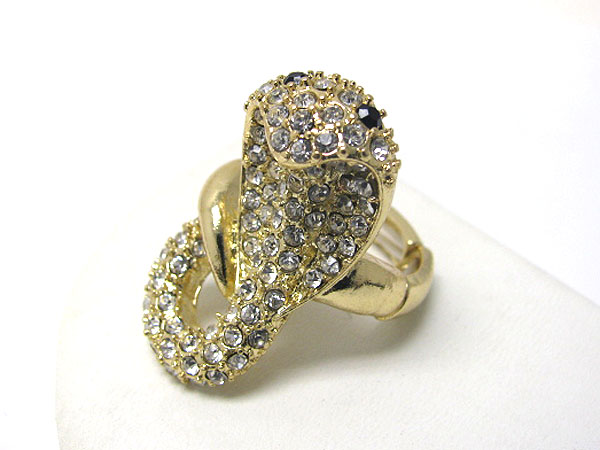 Crystal stud cobra snake stretch ring