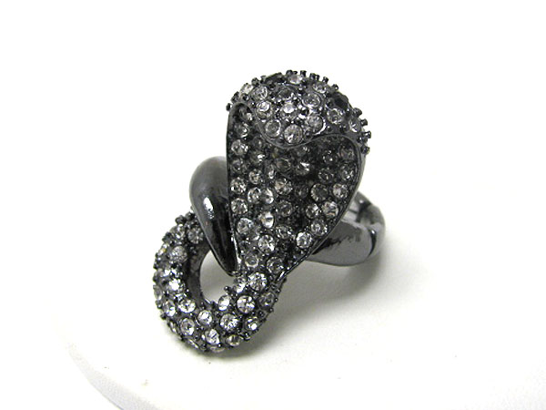 Crystal stud cobra snake stretch ring