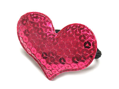 Sequin heart shape cushion pony tail holder