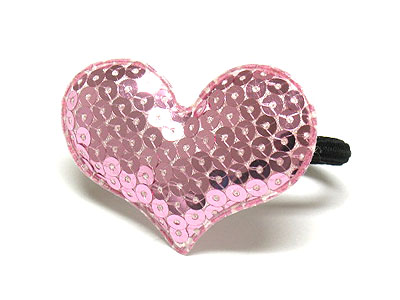 Sequin heart shape cushion pony tail holder