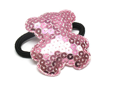 Sequin bear shape cushion pony tail holder